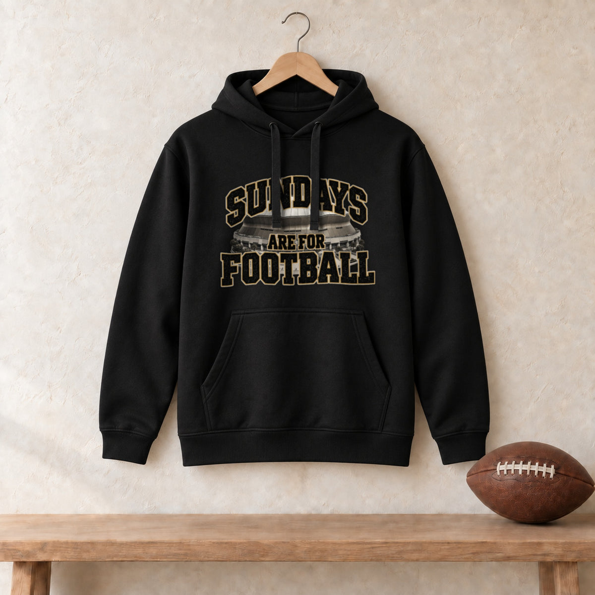Hoodie Black, New Orleans Sundays Are For Football hoodie in black