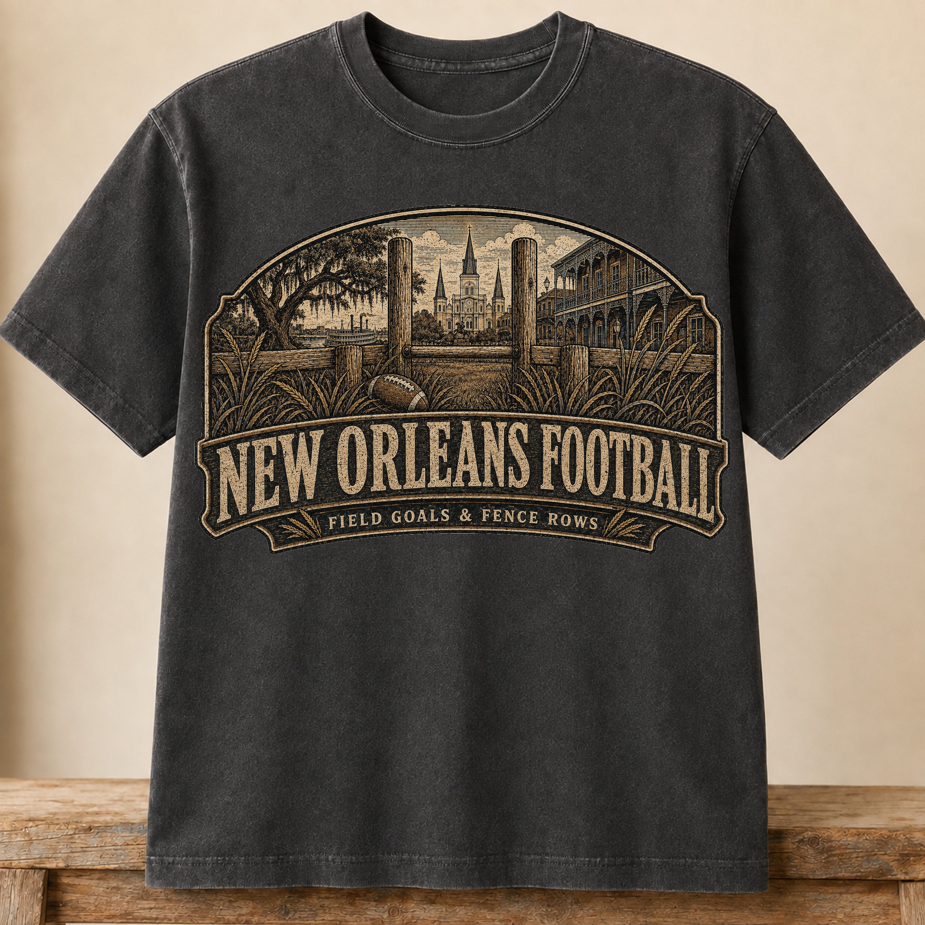 New Orleans Football Shirt | Field Goals & Fence Rows | Vintage City Game Day Tee