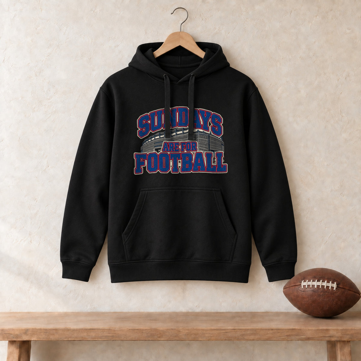 Hoodie Black, New York Royal Sundays Are For Football hoodie in black