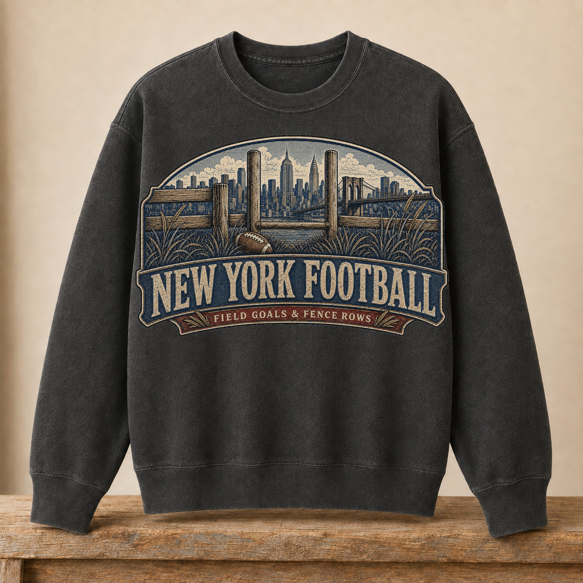 New York Football (Royal) Crewneck | Field Goals & Fence Rows | Vintage City Game Day Crewneck