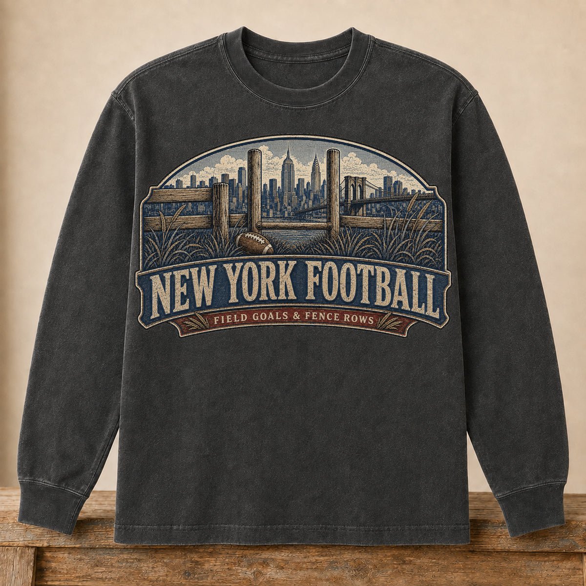 New York Football (Royal) Long Sleeve | Field Goals & Fence Rows | Vintage City Game Day Long Sleeve
