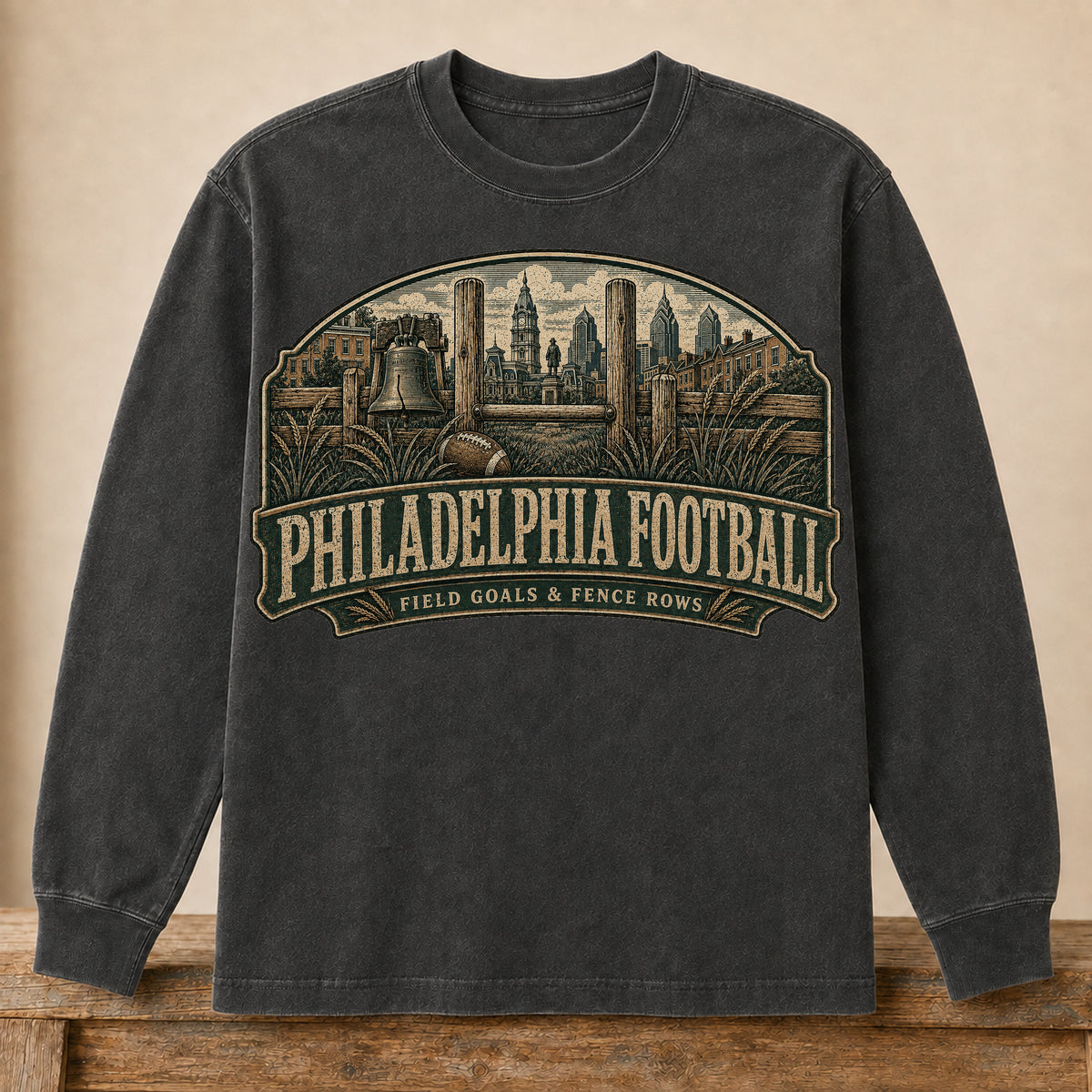 Philadelphia Football Long Sleeve | Field Goals & Fence Rows | Vintage City Game Day Long Sleeve