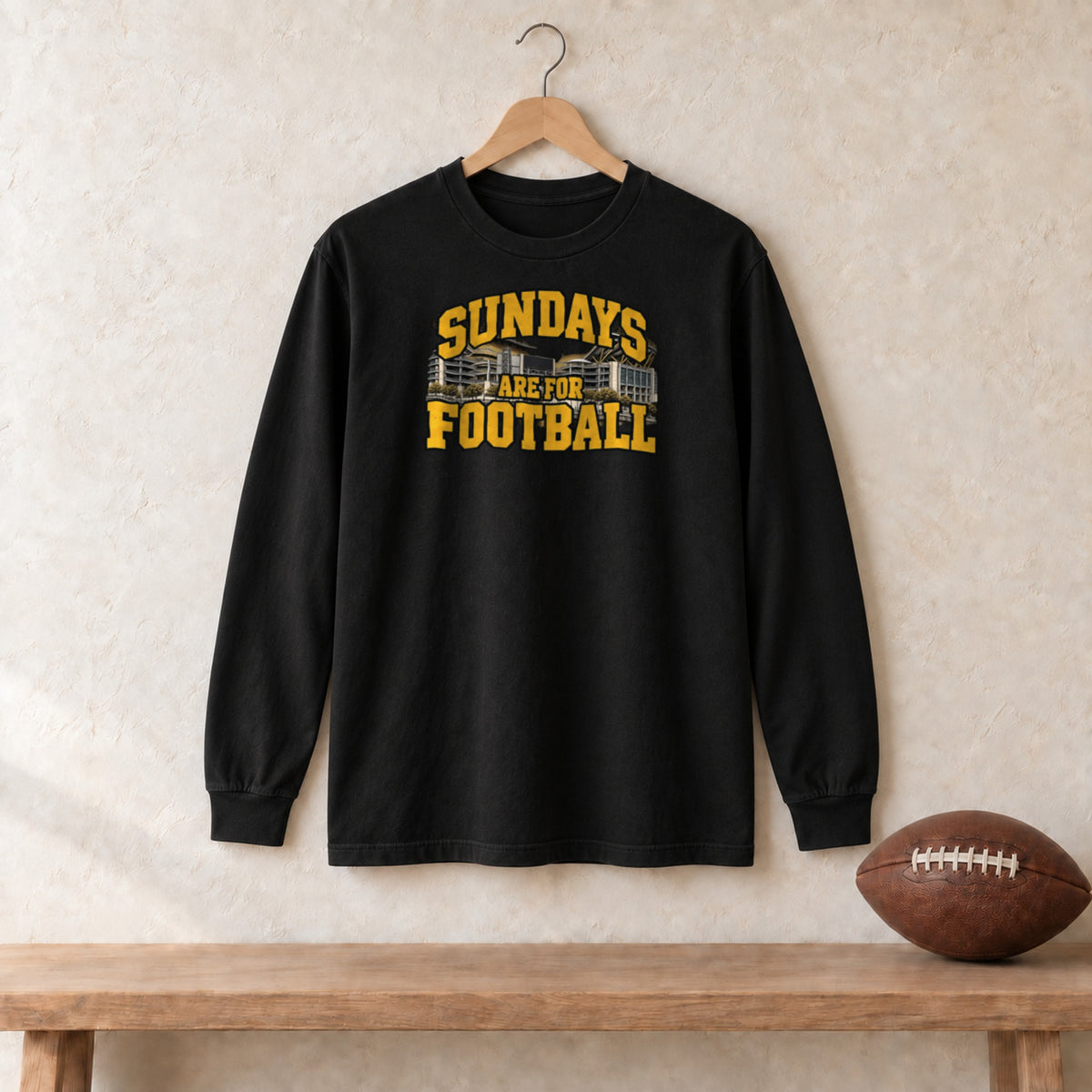 Long Sleeve Black, Pittsburgh Sundays Are For Football long sleeve tee in black