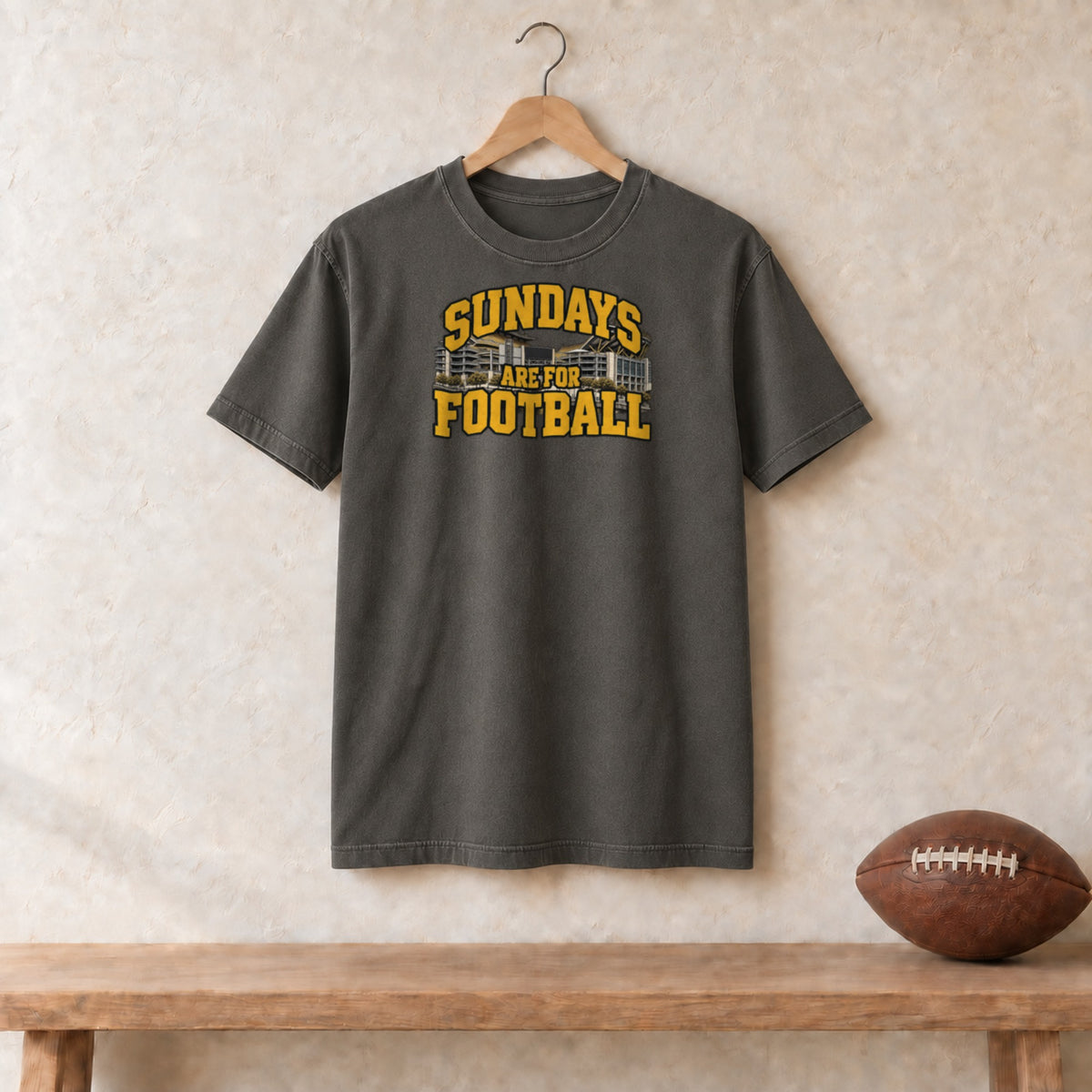 T-Shirt Pepper, Pittsburgh Sundays Are For Football tee in pepper