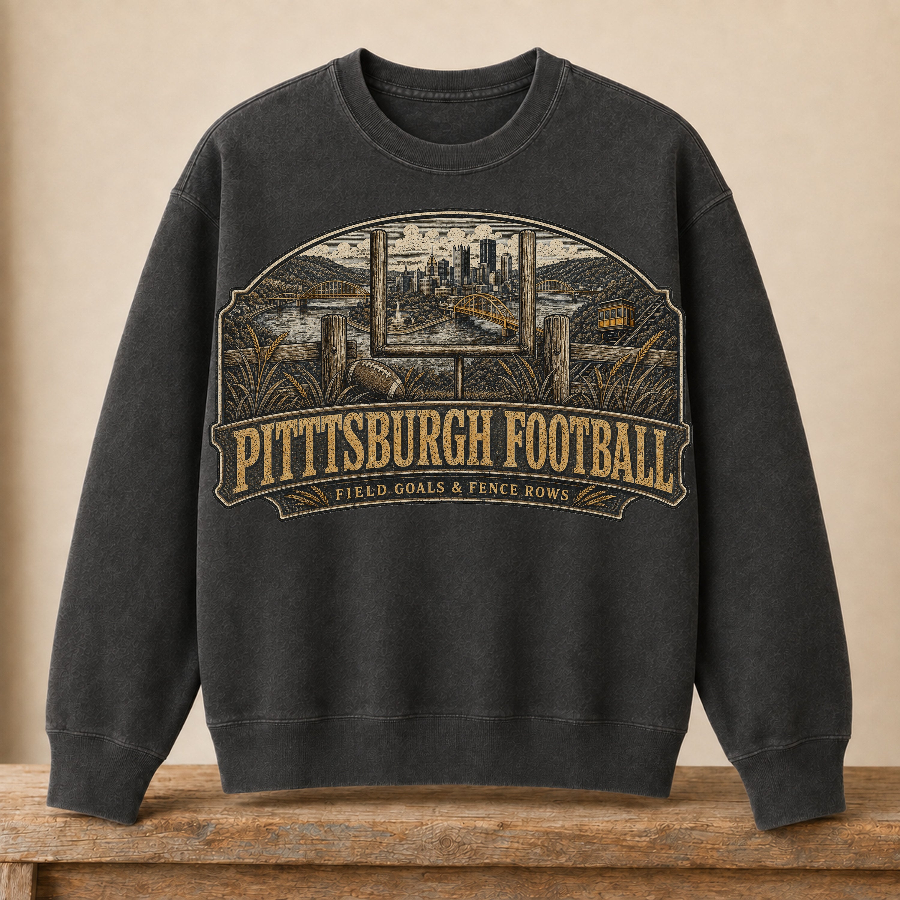 Pittsburgh Football Crewneck | Field Goals & Fence Rows | Vintage City Game Day Crewneck