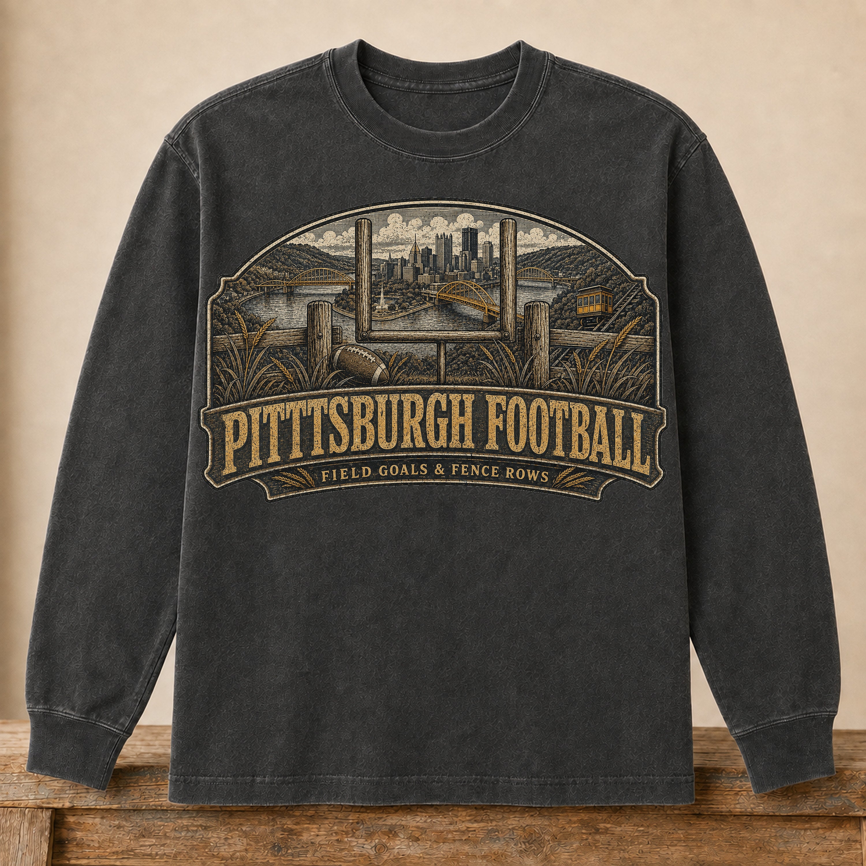 Pittsburgh Football Long Sleeve | Field Goals & Fence Rows | Vintage City Game Day Long Sleeve