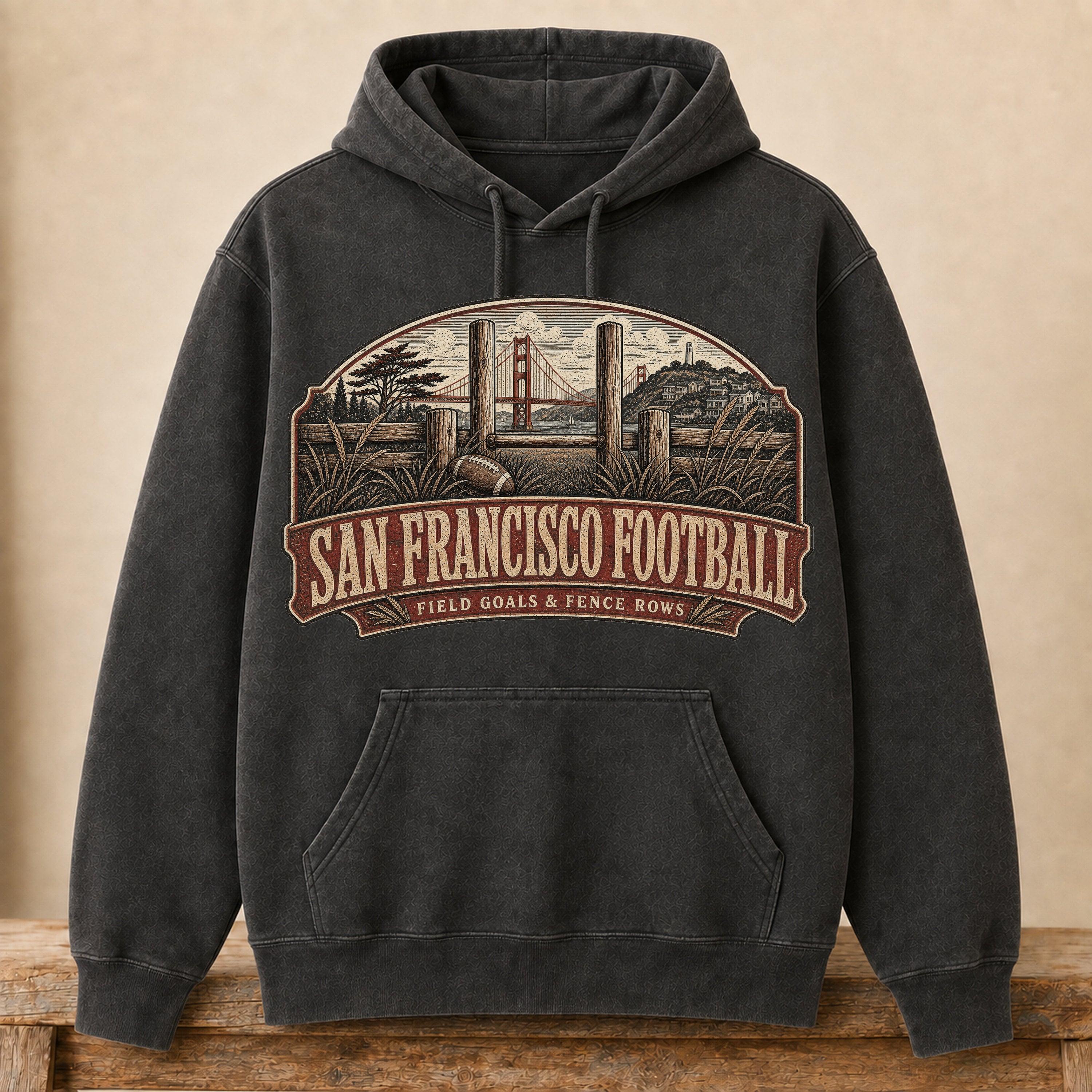 San Francisco Football Hoodie | Field Goals & Fence Rows | Vintage City Game Day Hoodie