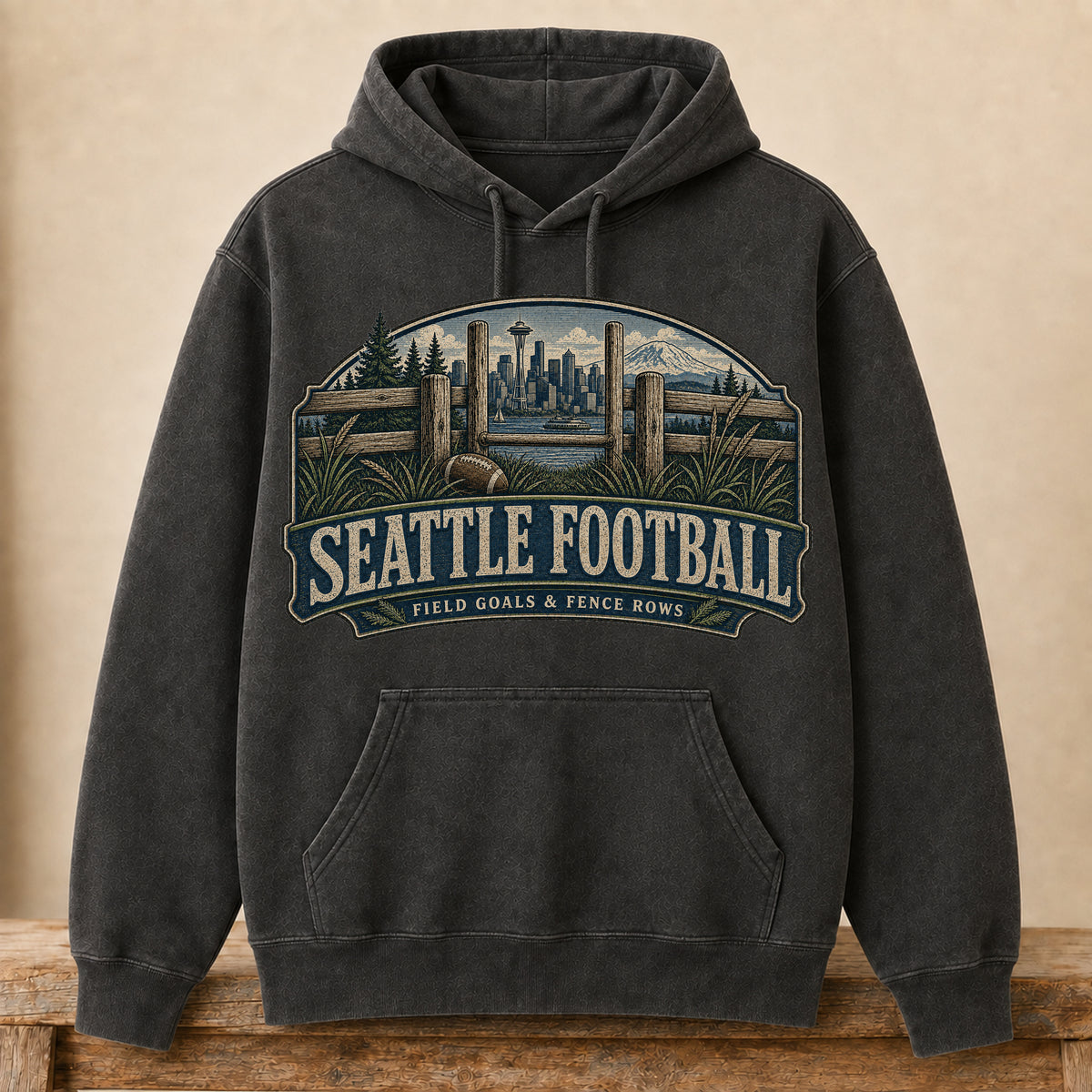 Seattle Football Hoodie | Field Goals & Fence Rows | Vintage City Game Day Hoodie