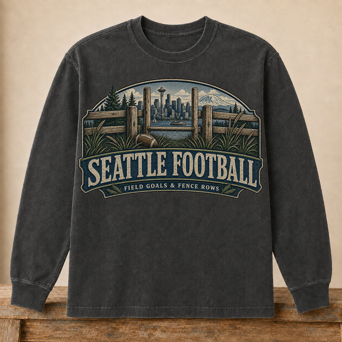 Seattle Football Long Sleeve | Field Goals & Fence Rows | Vintage City Game Day Long Sleeve
