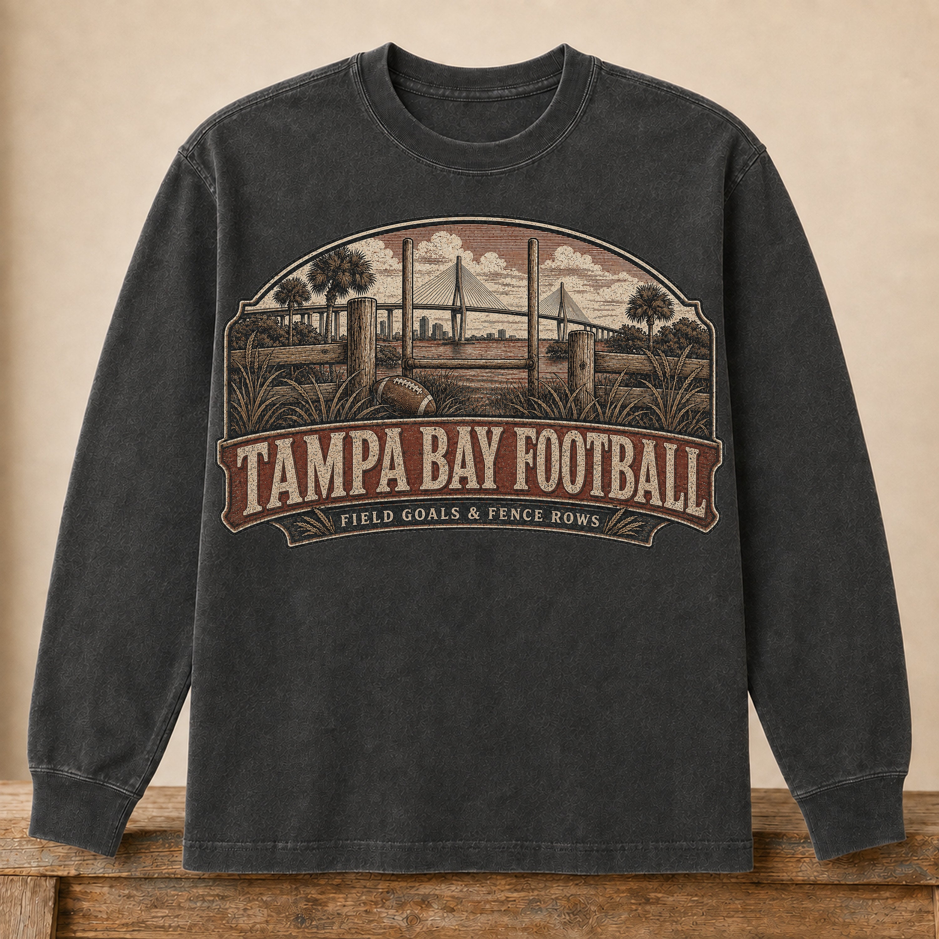 Tampa Bay Football Long Sleeve | Field Goals & Fence Rows | Vintage City Game Day Long Sleeve