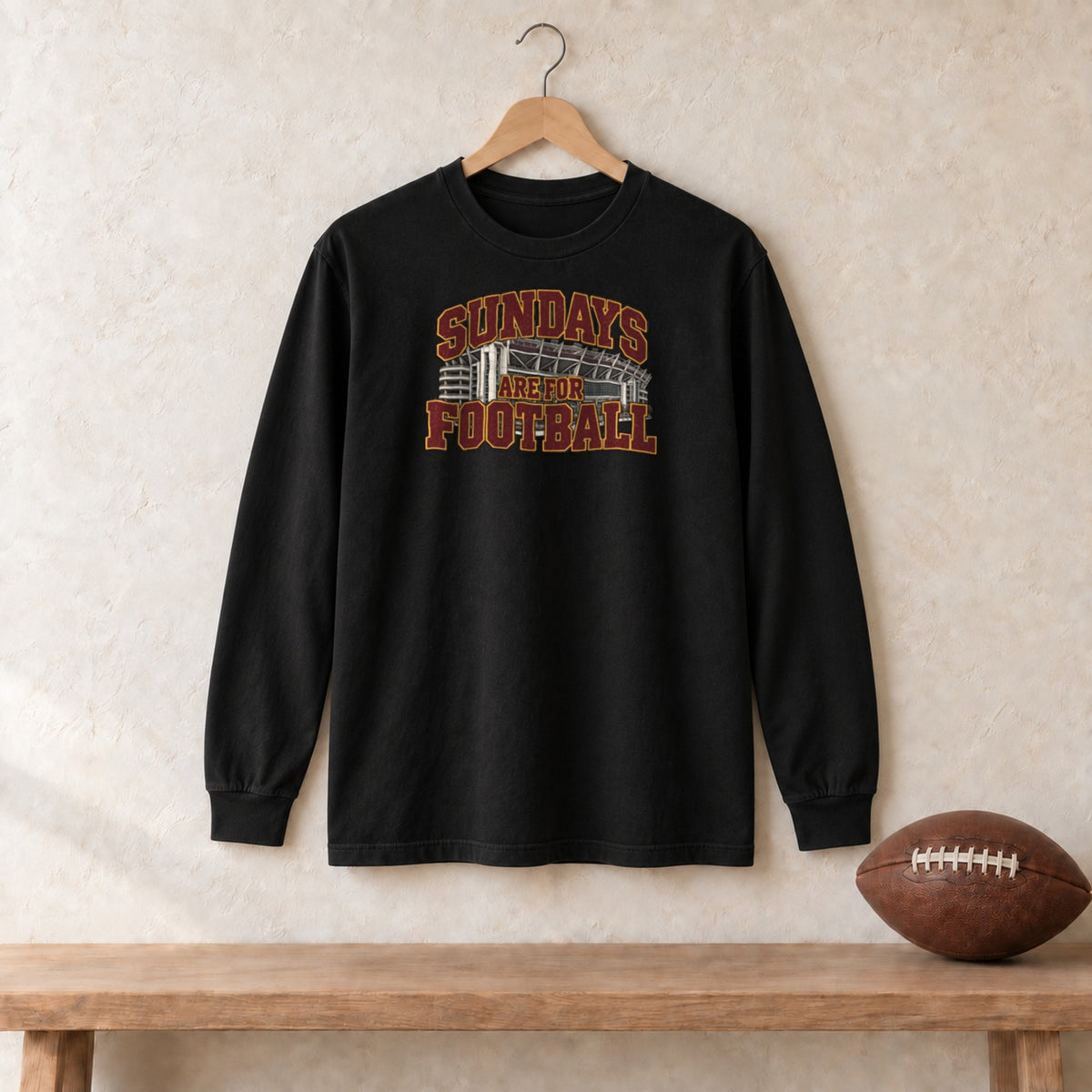 Long Sleeve Black, Washington Sundays Are For Football long sleeve tee in black